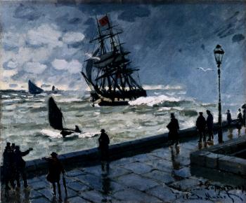 Claude Oscar Monet : The Jetty At Le Havre, Bad Weather
